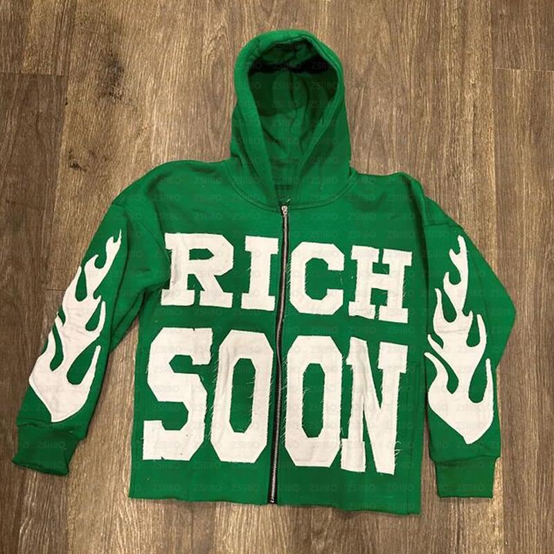 New European and American letter 3d printed zipper cardigan casual personality trend high street hip hop style men's and women's sweater