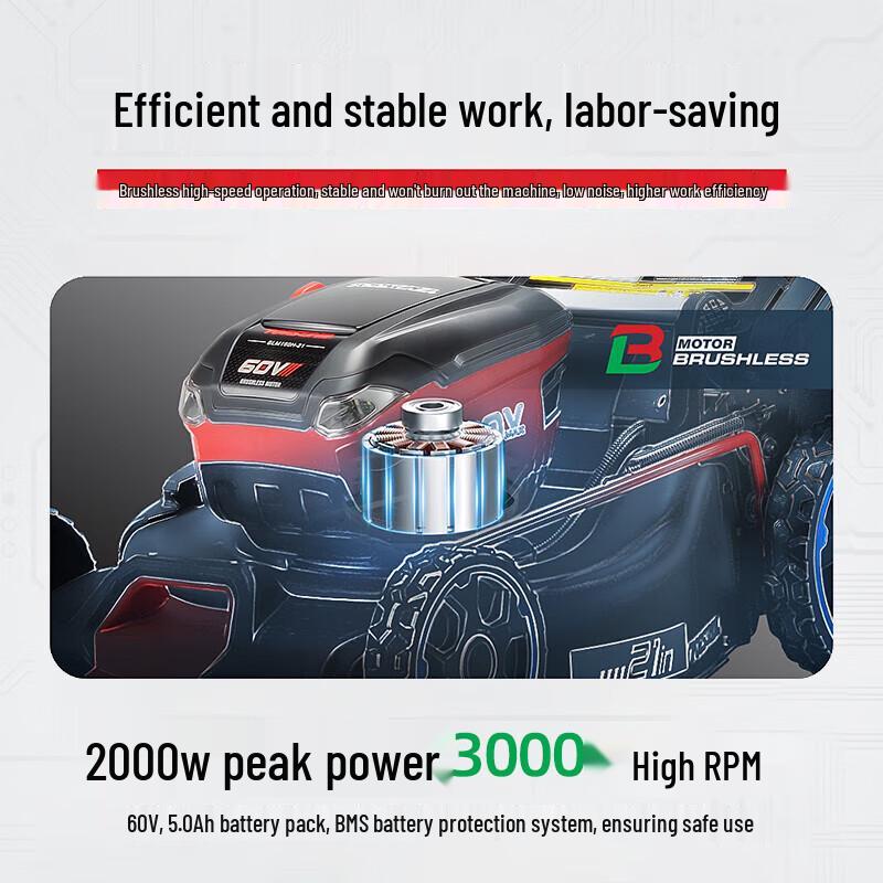 KAZZ 60V Cordless Self-Propelled Lawn Mower CN plug (adapter included)