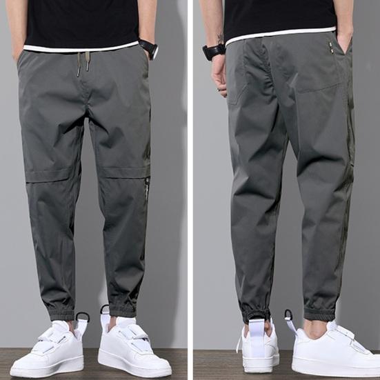 Мужские брюки-карго с несколькими карманами на шнурке и эластичной резинкой на талии, гладкие однотонные брюки-шаровары с пряжкой на щиколотке для спортзала, повседневная одежда на открытом воздухе, длинные брюки-шаровары