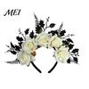 Streetwear Gothic Hairband for Women Halloween Rose Headband, Flower Leaf Crown Hair Hoops Bands, Floral Party Headpiece Cosplay Dress Up Accessories