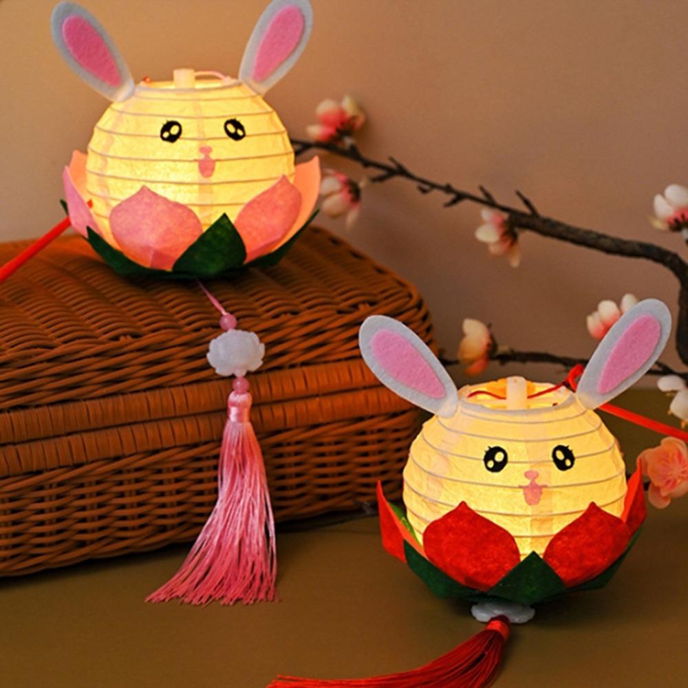 DIY Material Package Lotus Flower Lanterns Glowing Rabbit Lotus Lantern Holiday Decoration