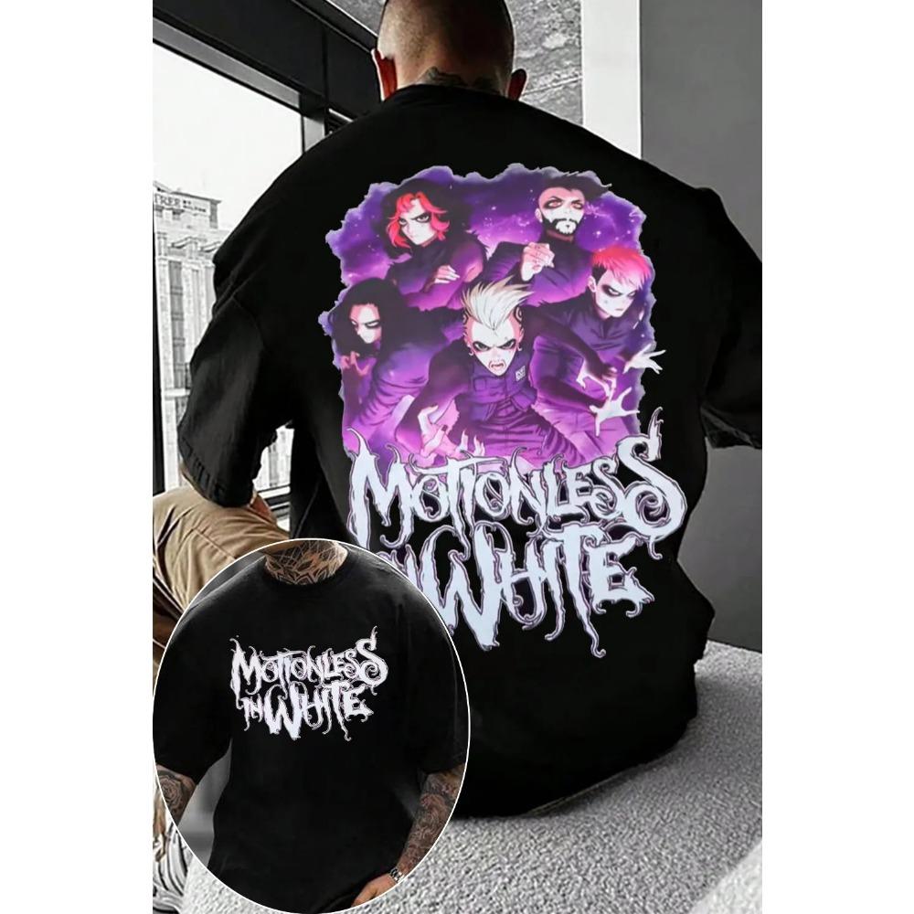 Футболка с графическим принтом группы Motionless in White Мужская Женская Хлопковая Летняя Повседневная С Коротким Рукавом Круглый Вырез Одежда