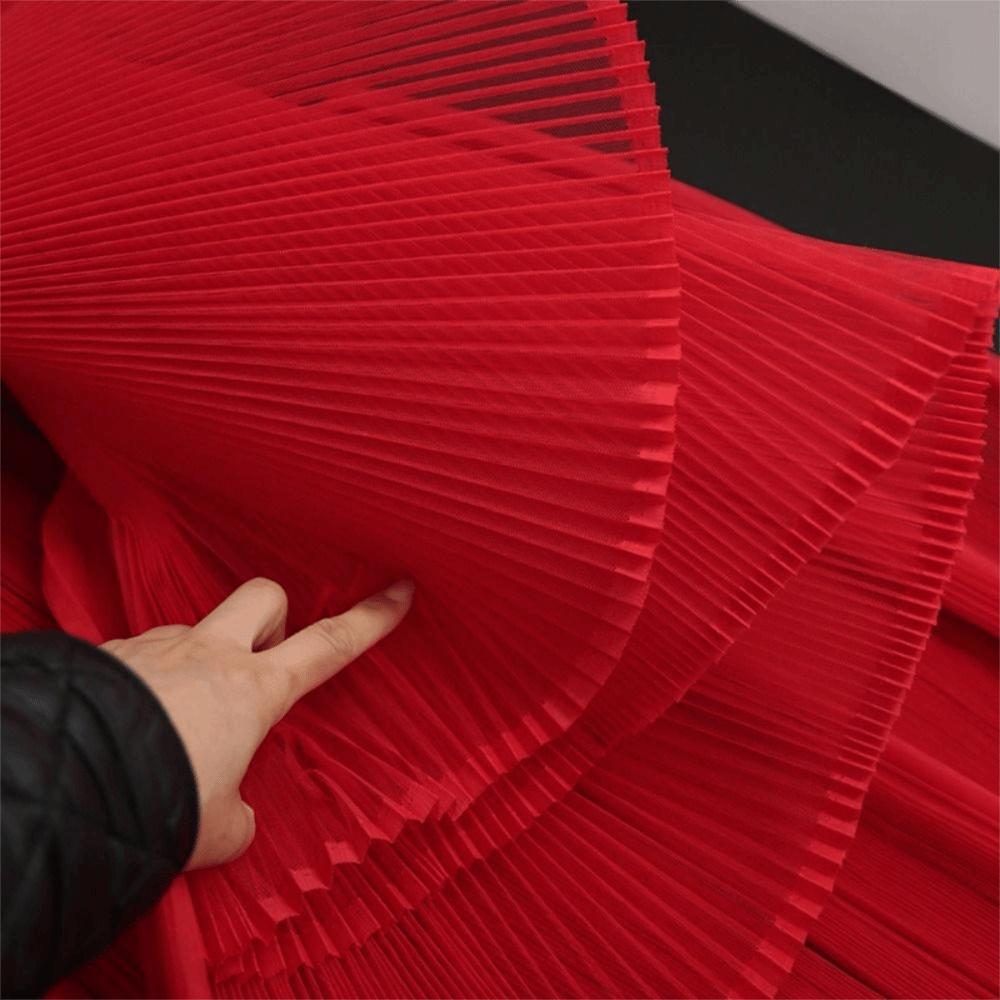 Плиссированная однотонная аккордеонная ткань 1 ярд/150 см Ткани для одежды Декорация фона