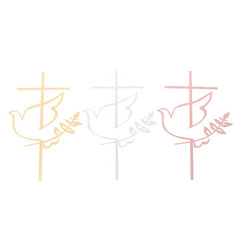 Вставка из акрила в форме креста Dove для украшения торта на первое причастие в минималистском стиле