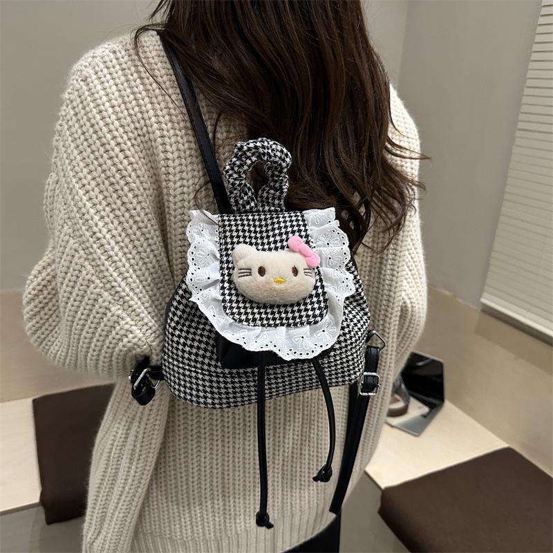 Cartoon Cute Kitten Boys And Girls Backpack Kindergarten Baby Small Schoolbag Fashion Plaid Children'S Backpack
