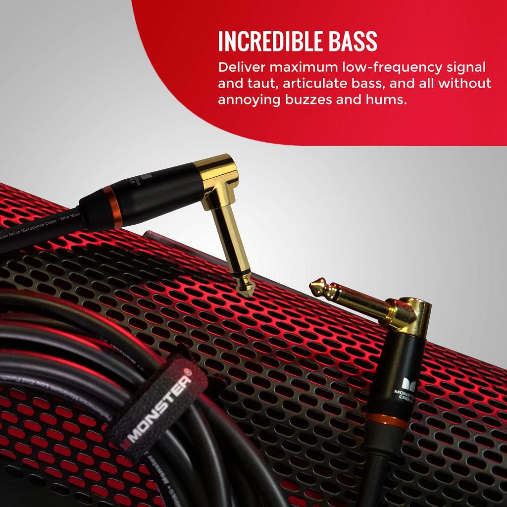 MONSTER CABLE BASS2-0.75DA 8-inch Instrument Cable for Bass Guitar, LXL Plug, M, 600544