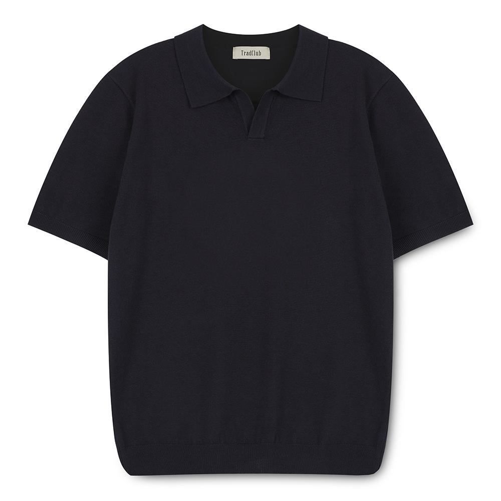 TRADCLUB [2Pack] Soft Open Collar Short Sleeve Knit (4 Colors) (Type A)