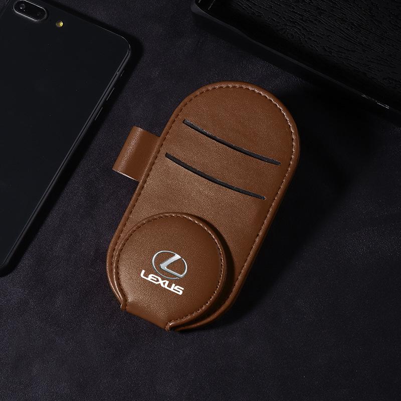 Hot New Leather Car Styling Car Glasses Clip Sun Visor Multi-function Sunglasses Clip For Lexus ES