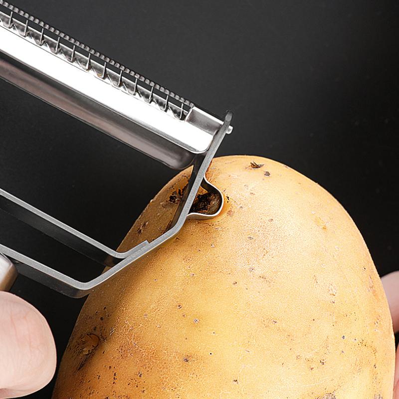 Овощечистка высокого качества Кухонные аксессуары Инструменты для приготовления пищи Овощечистка из нержавеющей стали 304 17 см Многофункциональная овощечистка для картофеля Двойная строгалка-терка