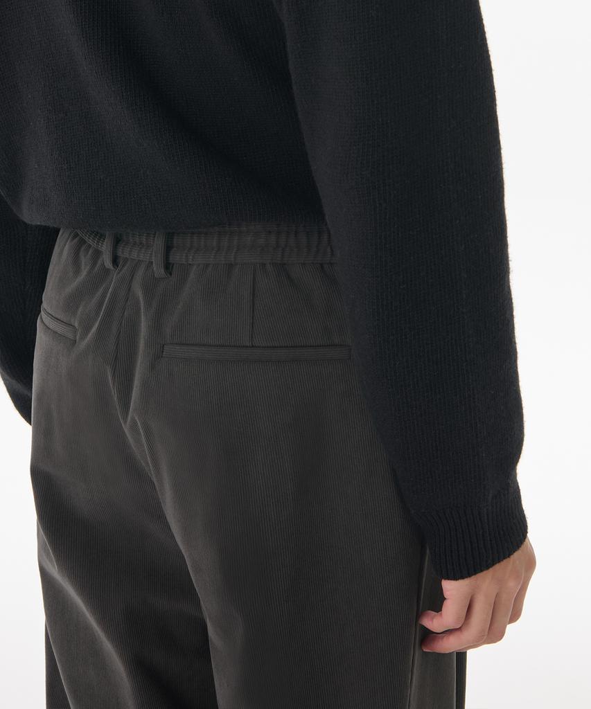 MUSINSA STANDARD 14W Corduroy One-Pleat Wide Elastic Pants [Dark Gray]