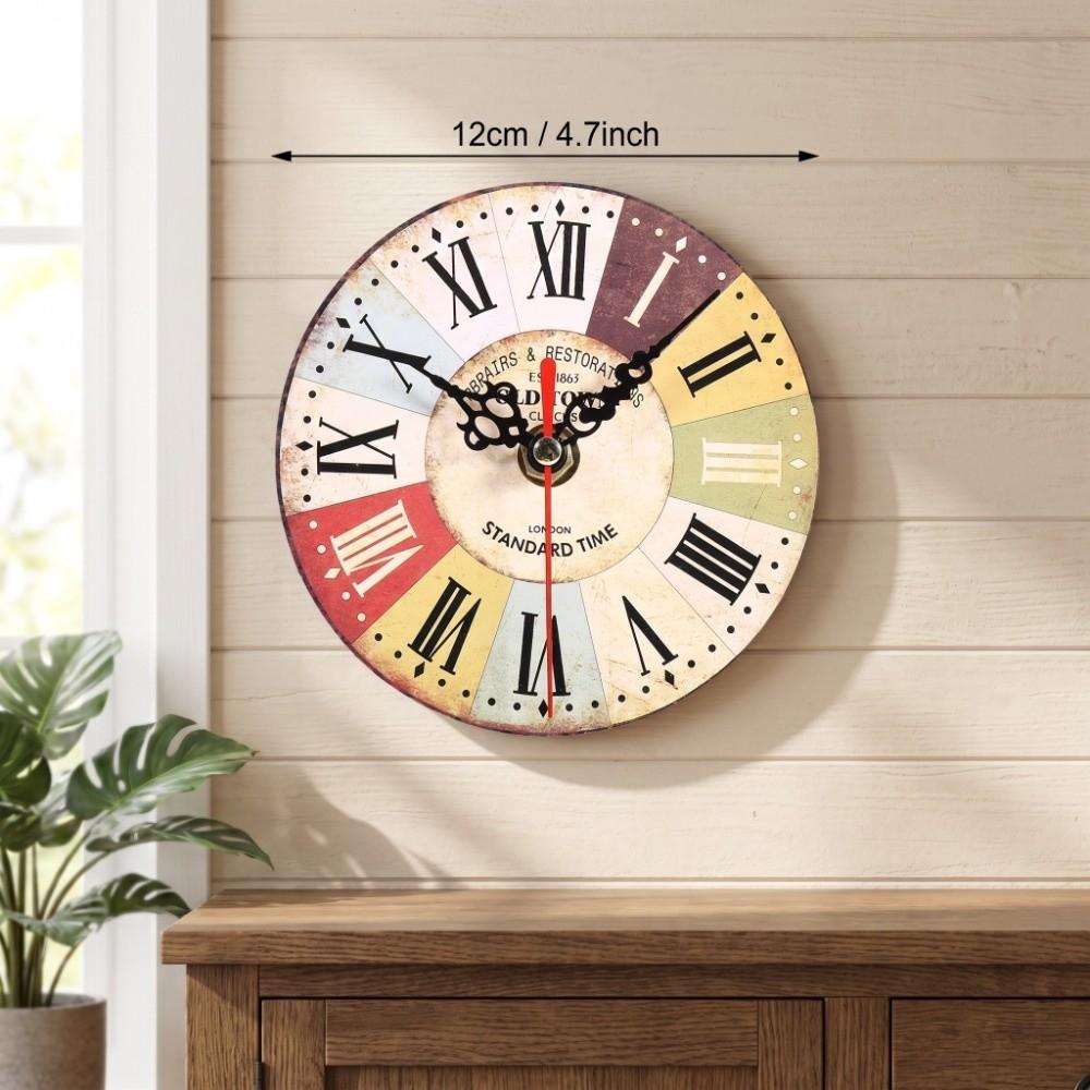 12 Inch Round Wall Clock Battery Operated Wood Wall Clock Rustic Wall Clock Bathroom