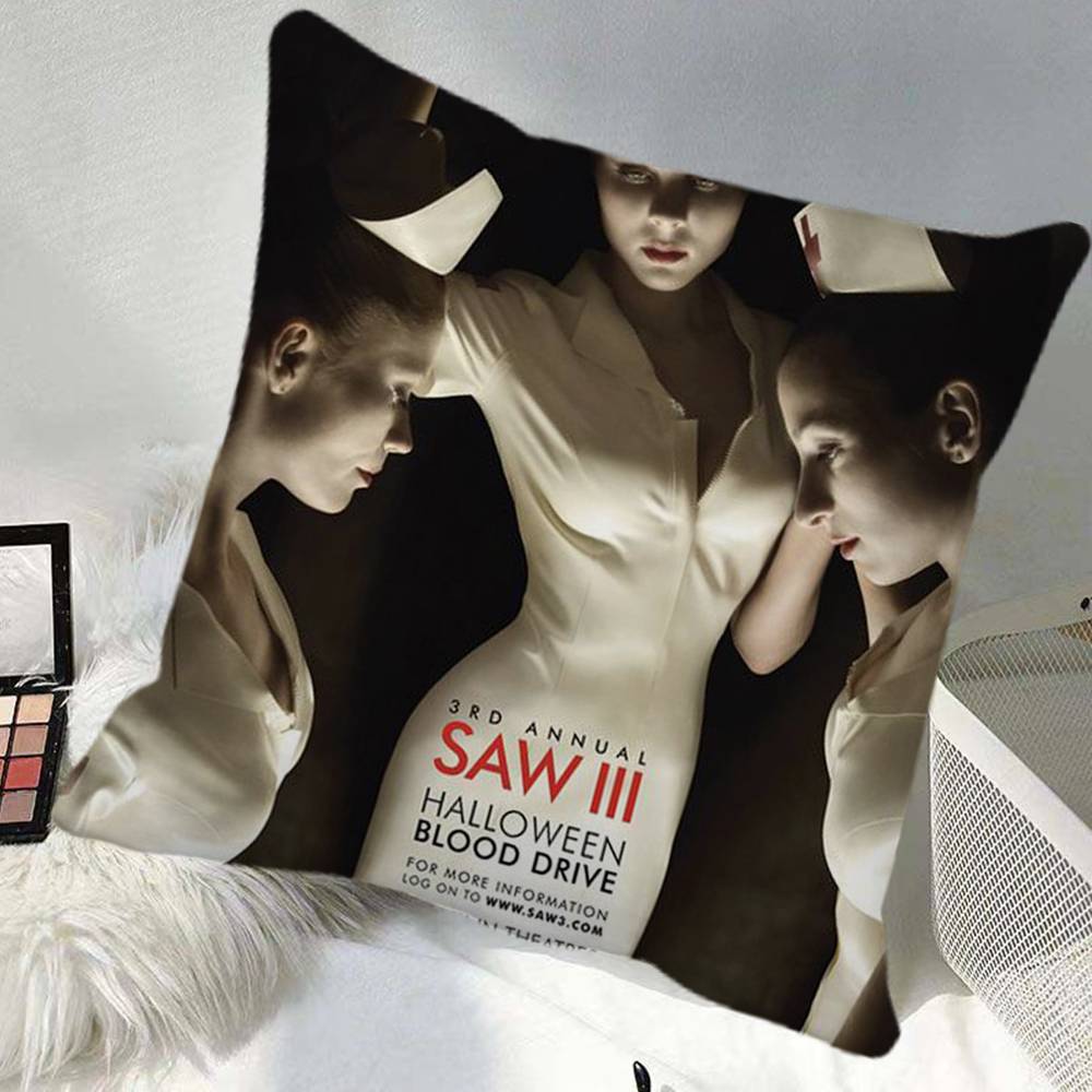Horror Movie SSaw Pillow Case Square Pillow Bedroom Sofa Leisure Comfort Cushion Car Home Decoration