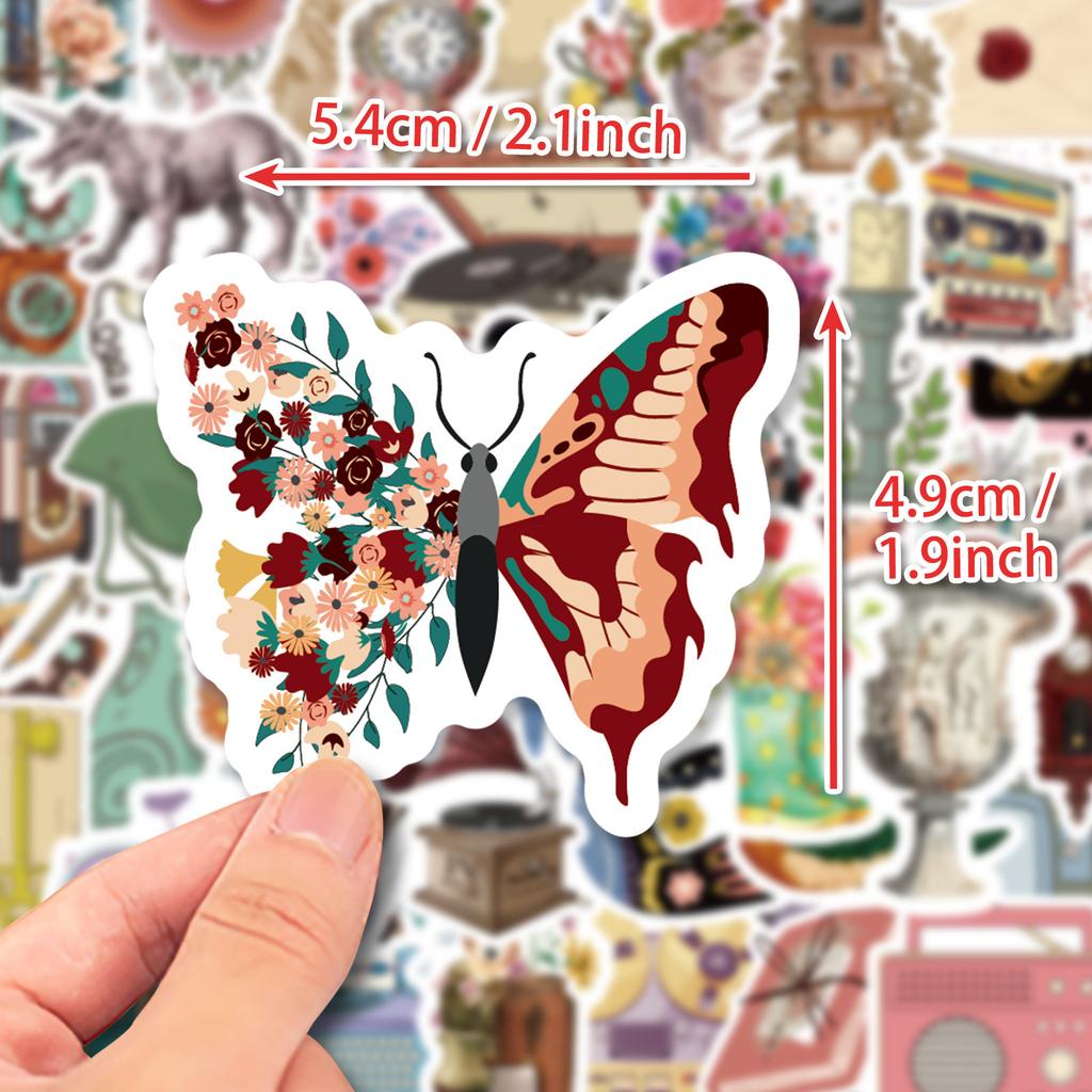 50 Ретро Эстетичных Наклеек Европейские И Американские Коричневые Богемные Эстетичные Литературные Наклейки с Узорами