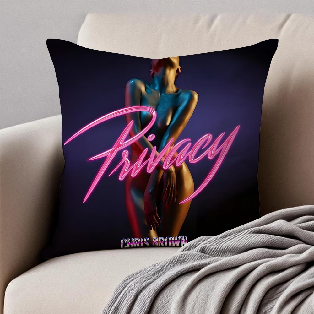 Album Cover CChris BBrown Cushion Cover Pillowcase Antidustmite Invisible Zipper Short Plush Sofa Cushion