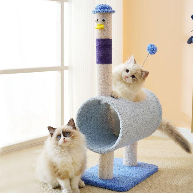 Space-Saving Cat Tree with Bed & Scratching Post for Small Apartments