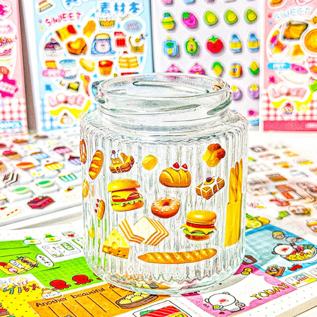 30 Sheets Notebook Decor Food Guide Series PET Stickers Sweet Dessert Scrapbooking DIY Decoration Stickers for Journal Craft