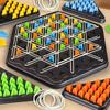 1 Set Triangle Chess Board Game 2 To 4 Players Geometry Learning Focus Logic Training Educational Rubber Band Triangle Pegboard Strategy Game Toy