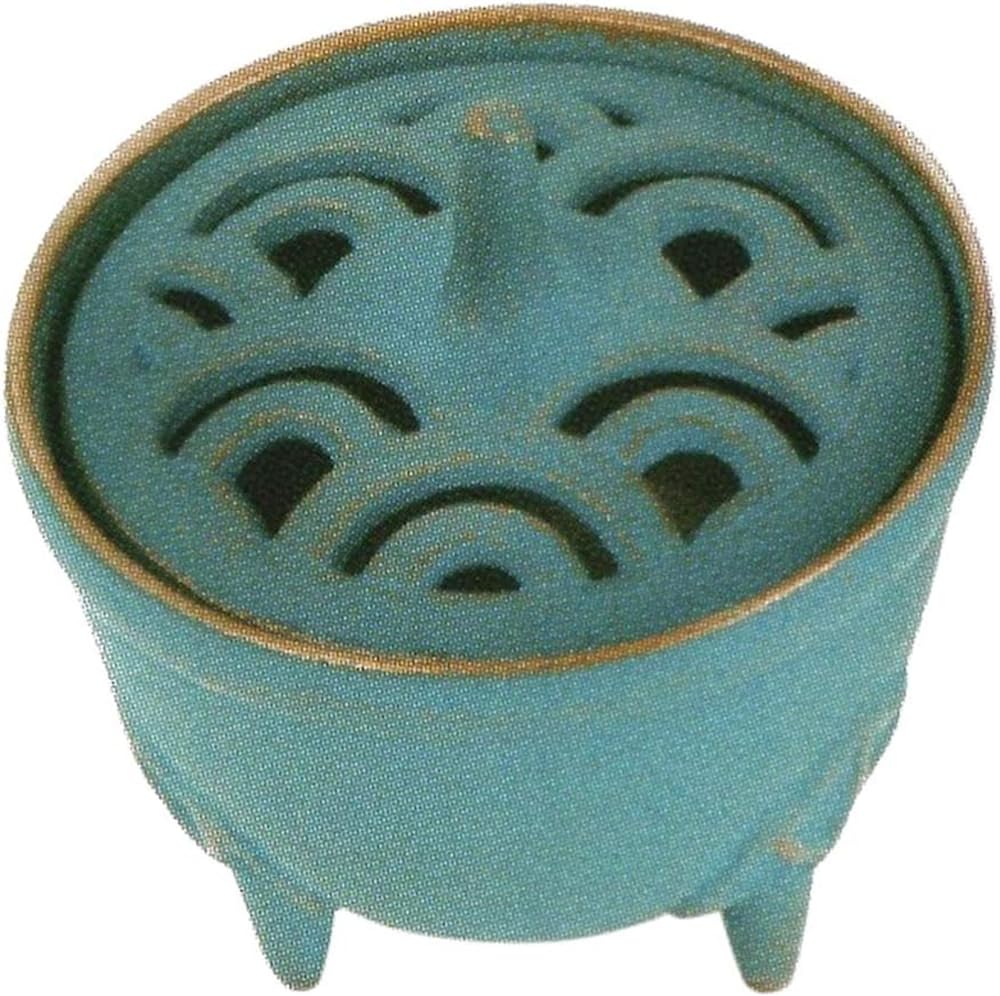 Iwachu Incense Body Size x Designer Nanbu Ironware Burner, Nami, Gold/Turkish Blue, (cm) 8.5 H9, 29212, Accessories,