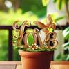 2D Flat Golden Butterfly Love Flowerpot Stake Valentine's Day Sign Versatile 30x30cm Waterproof