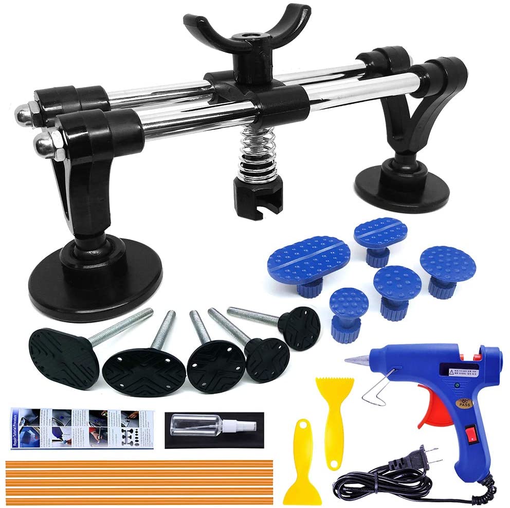 Car Body Repair Tool Kit Car Dent Puller With Double Pole Bridge Dent Puller Glue Puller Tabs Glue Shovel