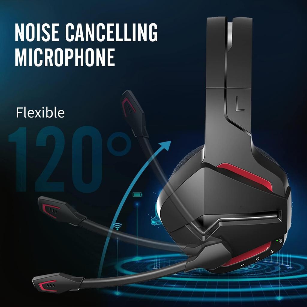 NUBWO BW01 Wireless Gaming Headset with Microphone for PC/PS4/PS5, 2.4G Wireless Bluetooth USB Gamer Headphones with Mic for Laptop Computer