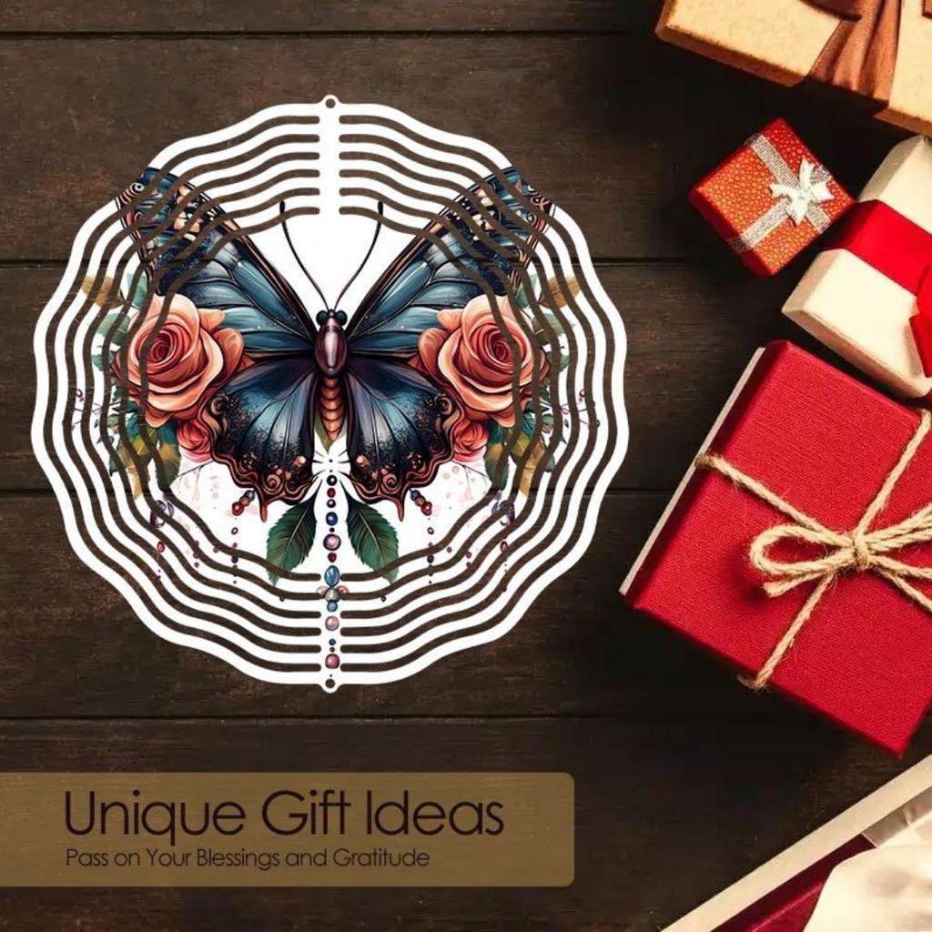 1 шт. Роза Бабочка 3D Ветряной Спиннер Уличный Декор для Сада Двора Искусство Универсальное Праздничное Украшение с Вращающимся на 360° Крюком для Дня Благодарения