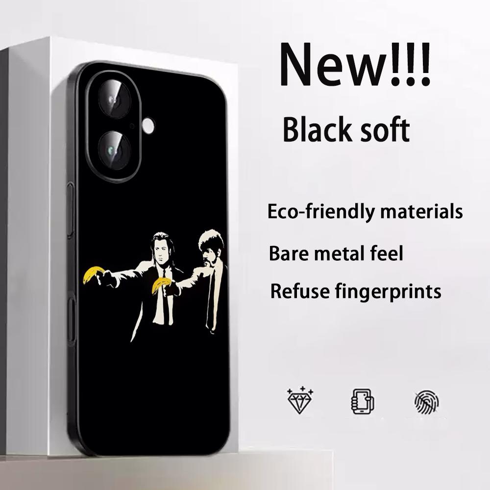 Классические фильмы Постер Криминального чтива Чехол для телефона Для iPhone 17 16 e 15 14 13 12 Plus Mini Pro Max Мягкий черный Ударопрочный чехол