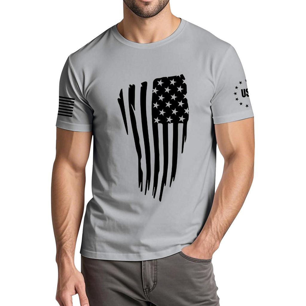Мужская модная повседневная футболка с круглым вырезом и коротким рукавом с принтом «День независимости»