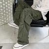 Men Cargo Pants Street Style Loose Multi Pockets American Retro Trousers Solid