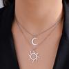 Sun Totem and Moon Pendant Necklace Women Fashion Stainless Steel Clavicle Chain Jewelry Friends Gift