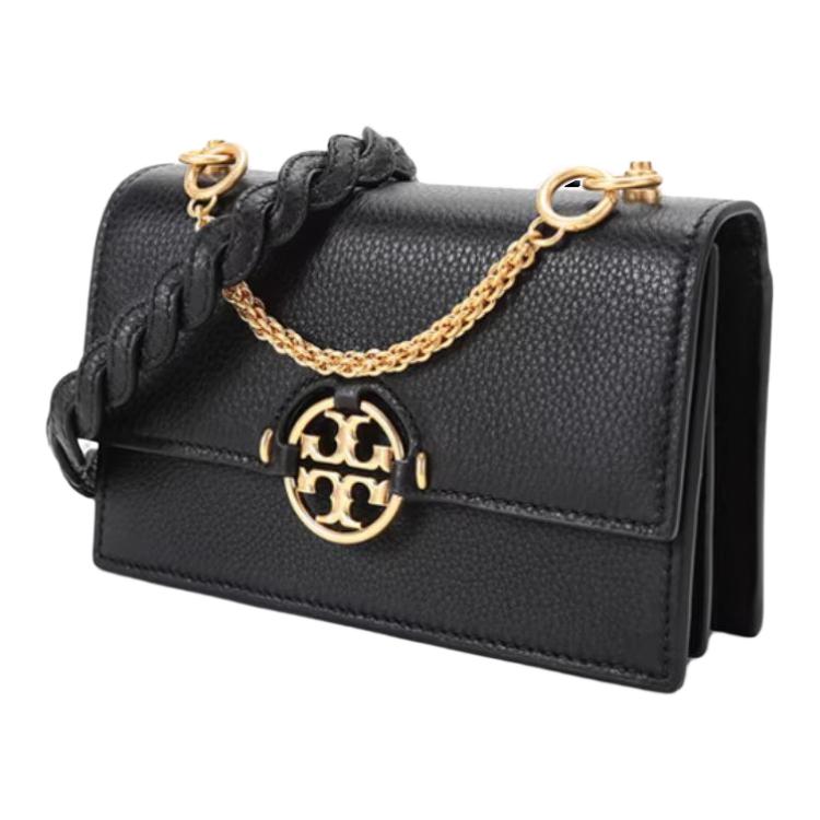 Tory Burch Miller Iconic Double T Logo Chain Shoulder Bag Women Shoulder Bag Black 80532-0321