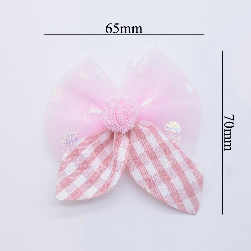 10Pcs 65*70mm Mesh Bowknot with Ball Appliques Sewing On Supplies Patches Decoration Accessories