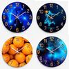Children's Room Fashion Creative Clock Home Wall Clock Living Room Round Glass Clock Bedroom Silent Quartz Clock 30CM