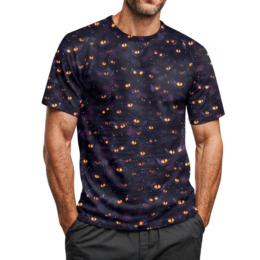 Men's Halloween Printed Round Neck Raglan Short Sleeve Top T-Shirt