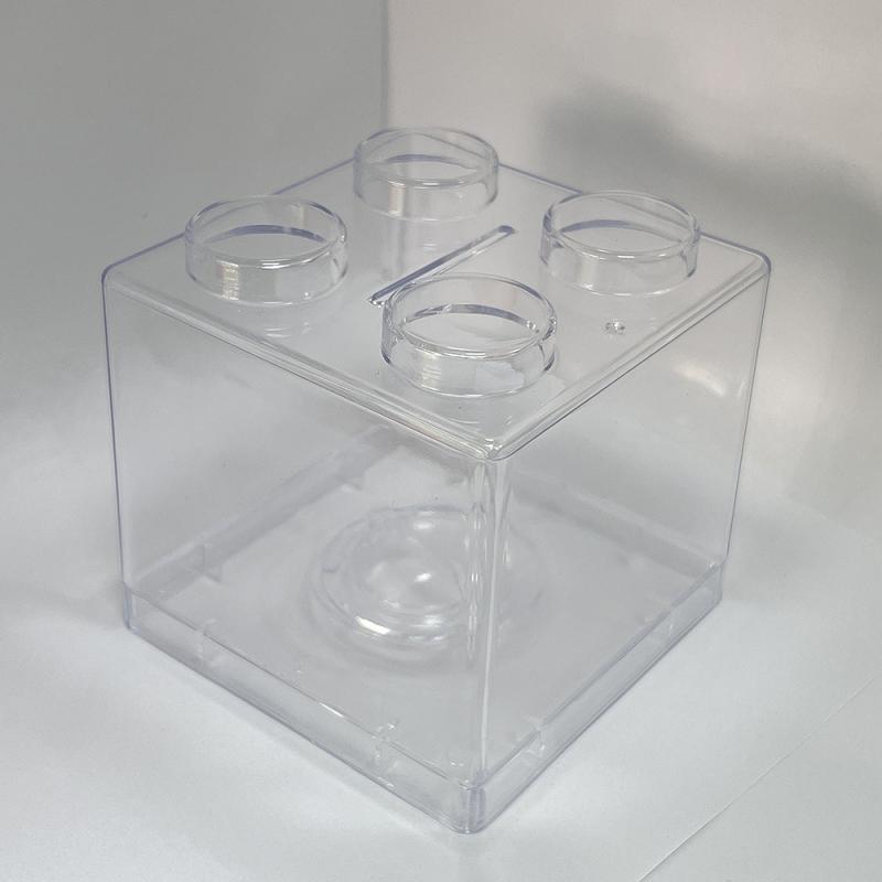Creative Large Capacity Kids Building Blocks Transparent Piggy Bank, Lego-Style Money Box with Deposit & Withdraw, 9×9×9cm, Transparent/Color Options