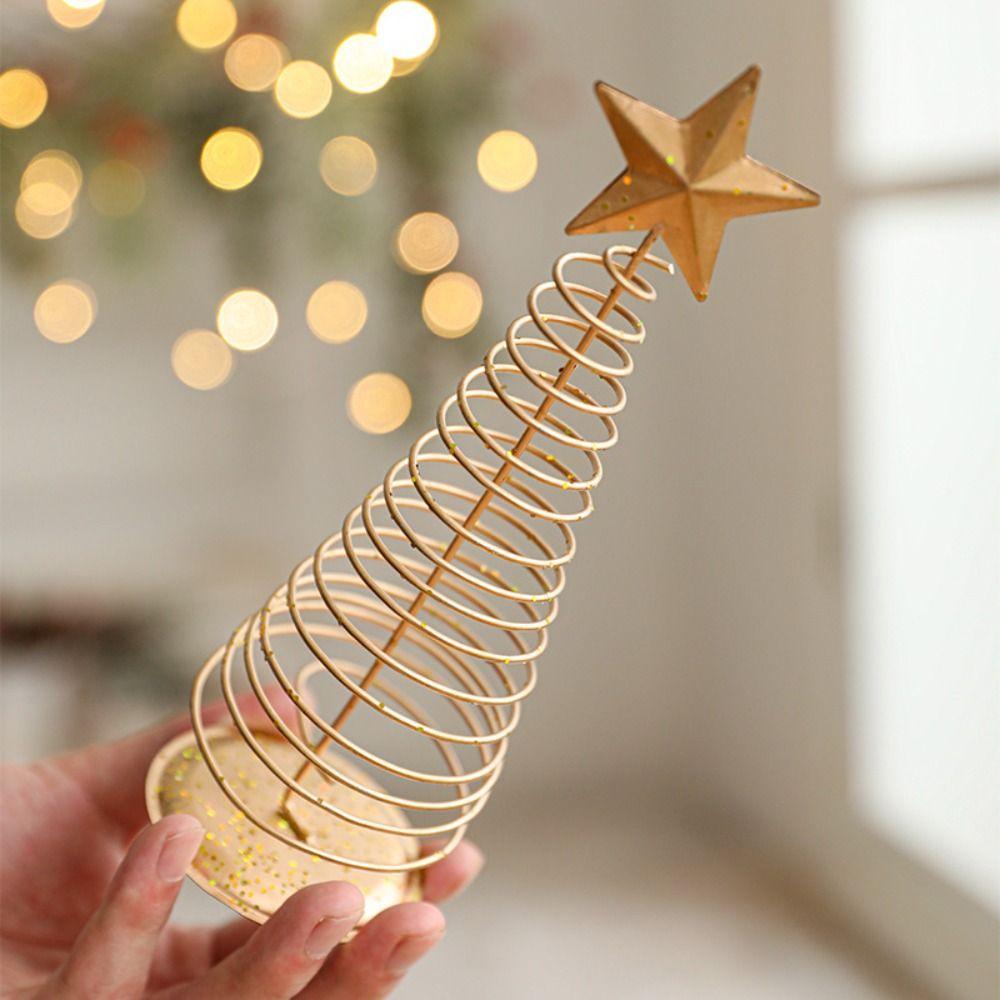 Five-pointed Star Iron Christmas Tree Gold Desktop Decoration Mini Christmas Tree Home Decoration