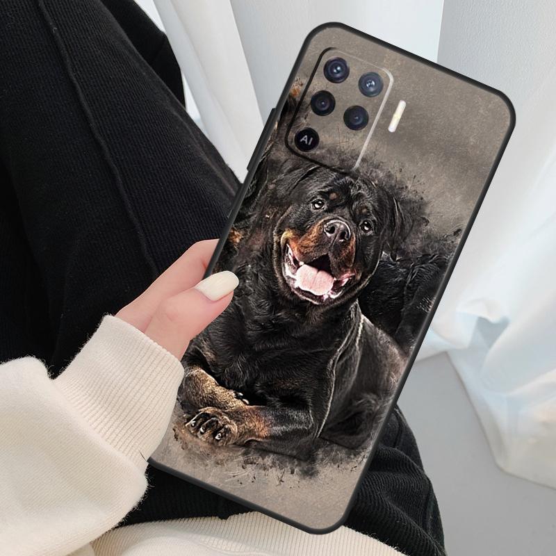 Cute Rottweiler Dog Case For Oppo A96 A76 A16 A60 A98 A58 A78 A18 A38 A80 A40 A77 A57 A17 A74 A54 A94 A15 A5 Pro