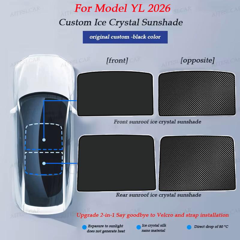 2pcs Sun Shades Roof For Tesla New ModelYL 3 YJuniper Launch Refresh Highland Sunshade UV Protect Skylight Film 2025 Accessories