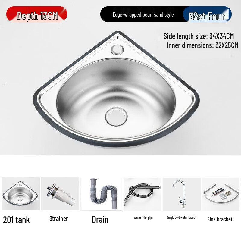 Yipan 304 Stainless Steel Kitchen Corner Sink