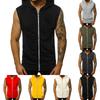 Mens Zipper Up Workout Hooded Tank Tops With Pockets Bodybuilding Sleeveless Muscle T Shirt Fitness Training Hoodies