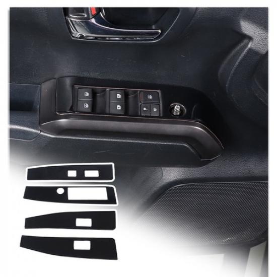 Glossy Piano Black Window Lift Switch Panel Cover Trim + For Toyota Tacoma 16-22