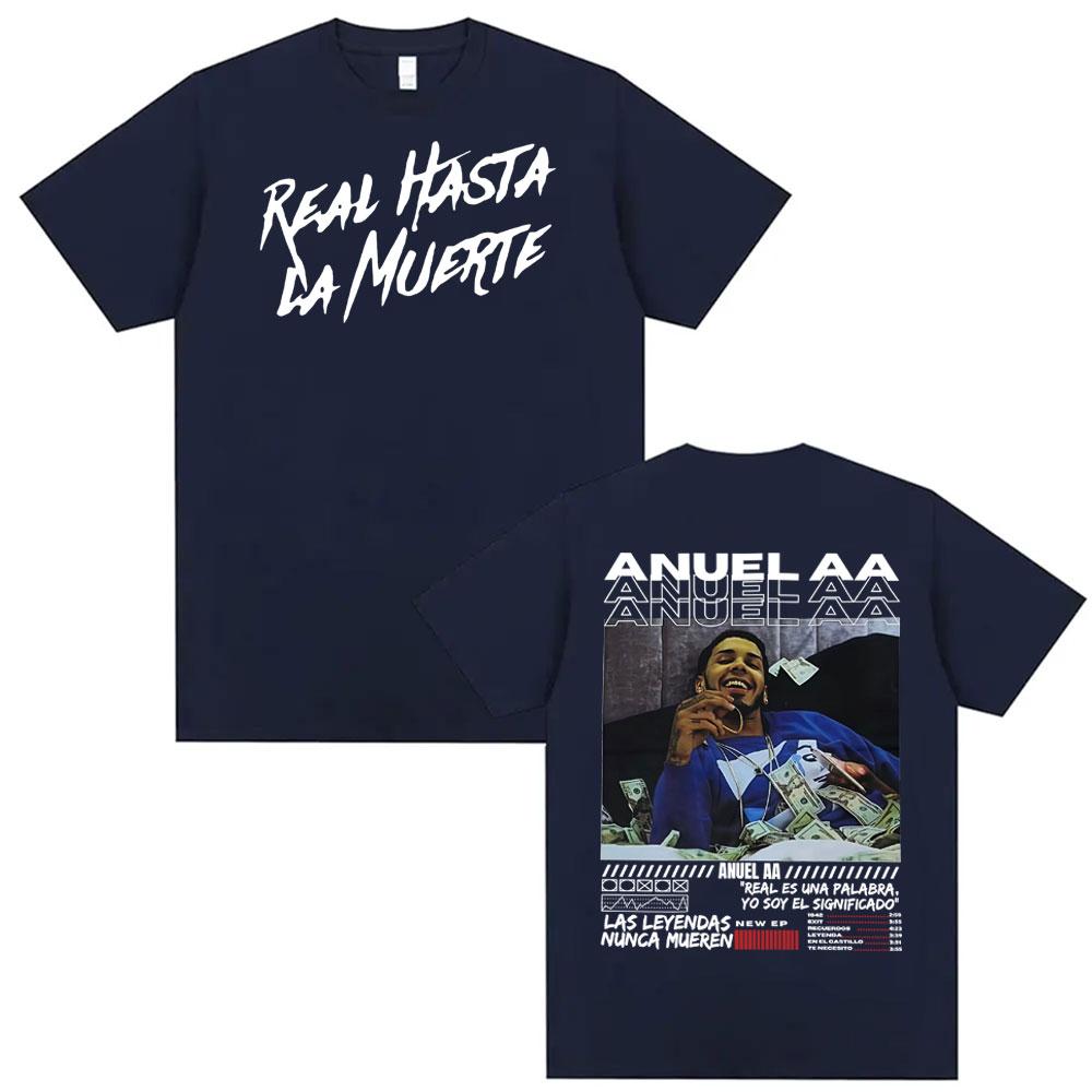 Rapper Anuel AA Real Hasta La Muerte Graphic T Shirt Unisexs Clothing 100 Cotton 90s Vintage Tshirts Unisex Casual Loose Tshirt