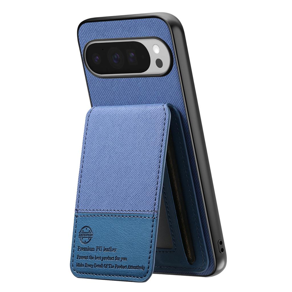 For Google Pixel 9 Pro XL Case Cloth Texture Leather+PC+TPU RFID Blocking Phone Cover with Card Holder