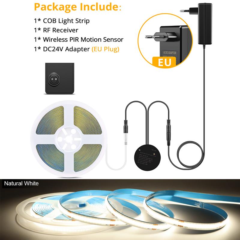 Портативный беспроводной RF PIR датчик движения COB светодиодная лента 24 В DIY спальня под кроватью коридор шкаф дорожка ночное освещение