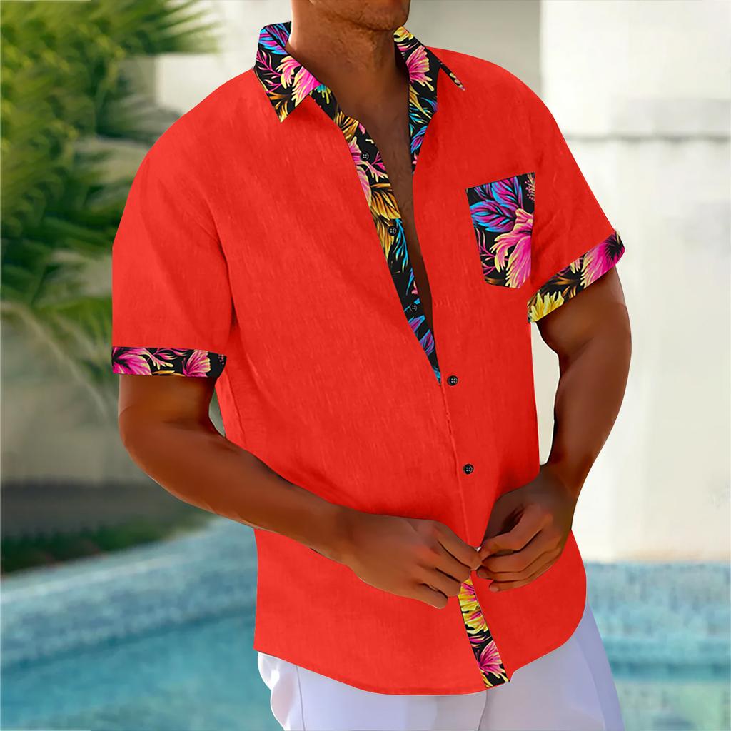 Гавайская рубашка для мужчин, мужские винтажные рубашки для боулинга на пуговицах, летняя пляжная рубашка с коротким рукавом