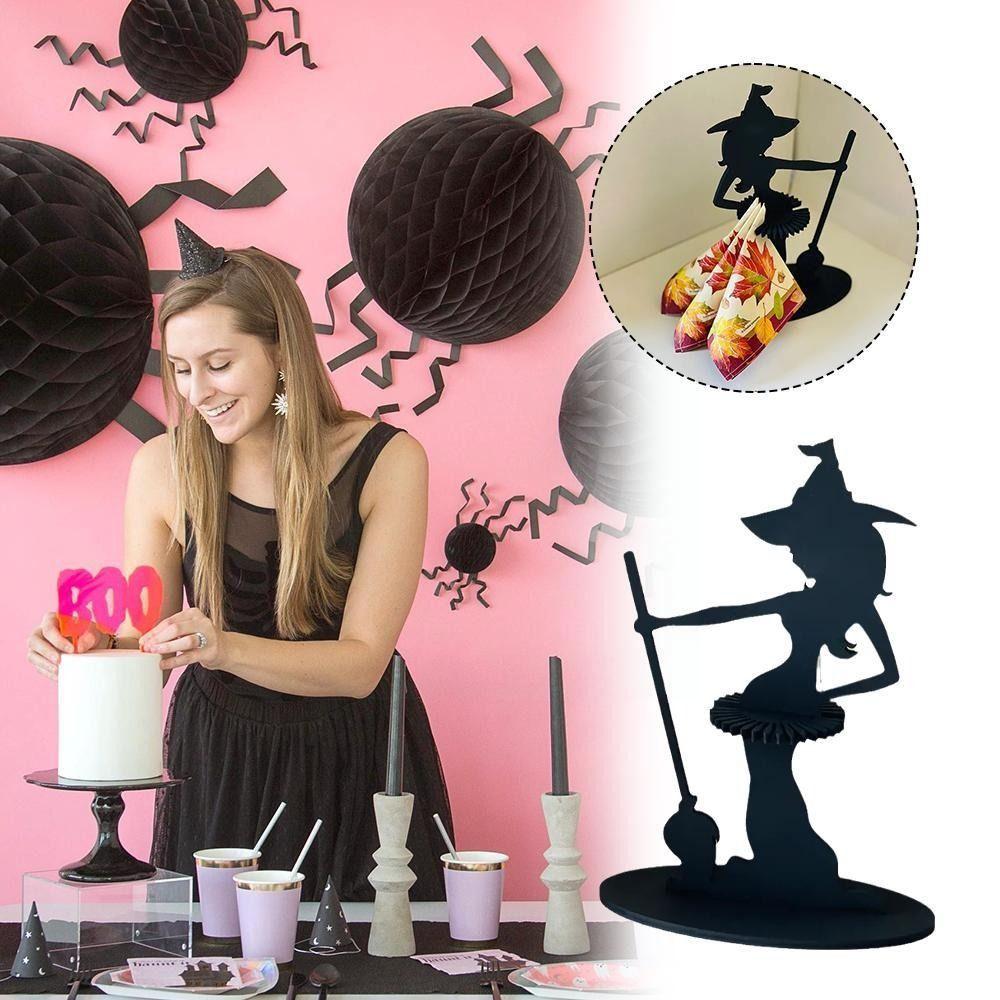 Witch Image Witch Figure Decorations Black Halloween Napkin Holder Desktop