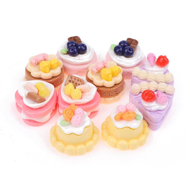 10Pcs Mini Cake Fake Food Mini Figure Miniature Things Dollhouse Items Decorative Accessories