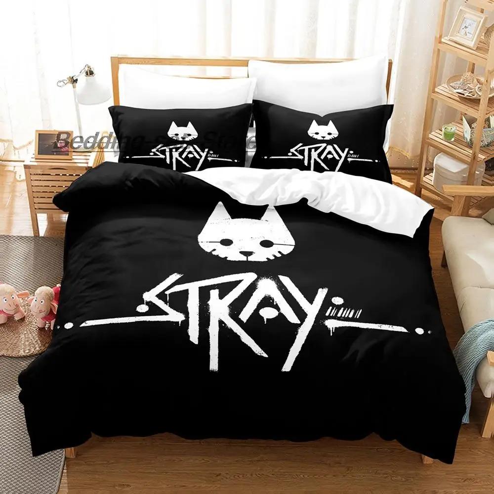 Новый игровой набор с кошкой Момо из игры Stray Постельное белье Односпальный Полуторный Двуспальный Евро-размер Кинг-сайз Кавайные Комплекты Пододеяльников для Взрослых Детей