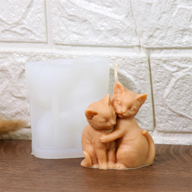 3D Форма для свечей из силикона в виде кошки и собаки Сделай сам Милый животный молд для изготовления свечей Гипсовое мыло Изготовление мыла Принадлежности для изготовления свечей
