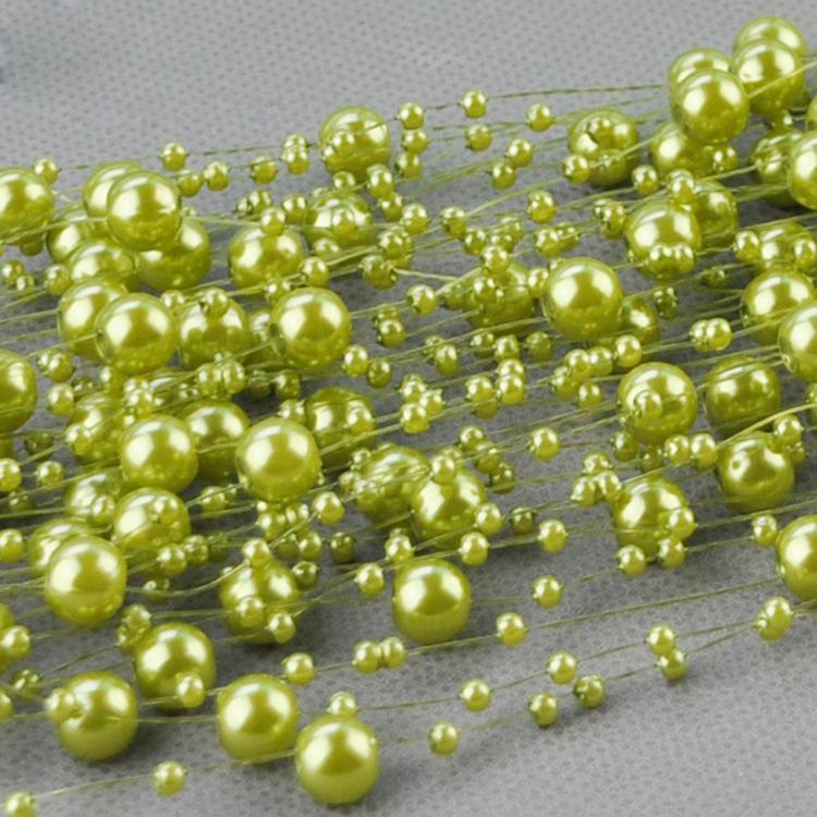 10M 8mm Beads Garland Pearl Strands Fish Chain Ribbon for Christmas Tree Wreath Gift Wrapping Decoration